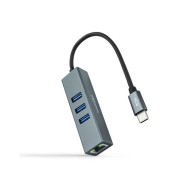 Nanocable USB-C to Ethernet Gigabit Converter + 3xUSB 3.0 15cm Gray