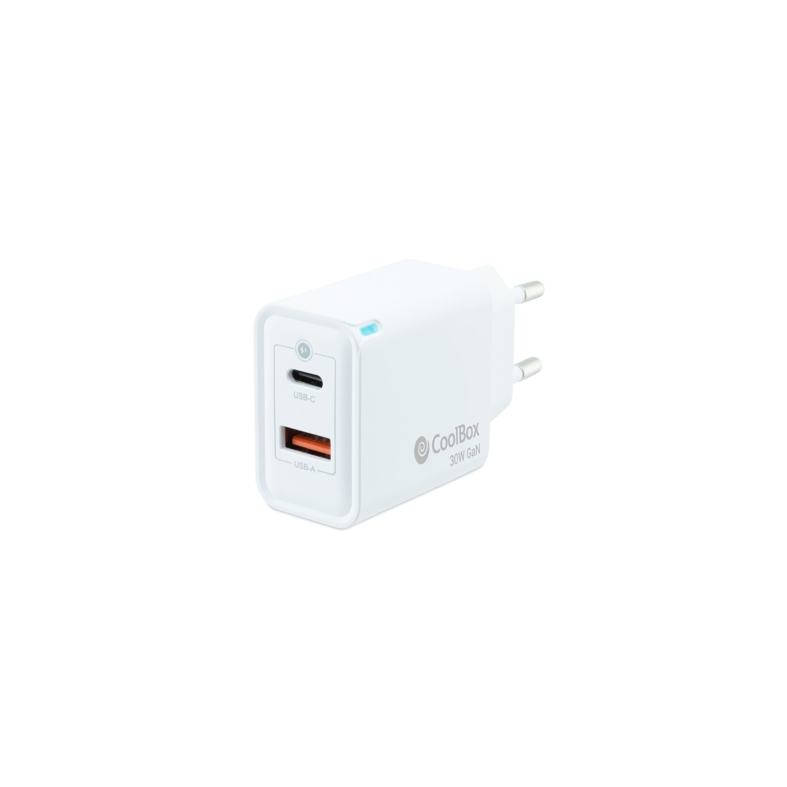 Cargador Pared/viaje 3.0 Gan Usb-c/pd + Usb-a 30w Blanco Coolbox Cargador Pared/viaje 3.0 Gan Usb-c/pd + Usb-a 30w Blanco Coolbox