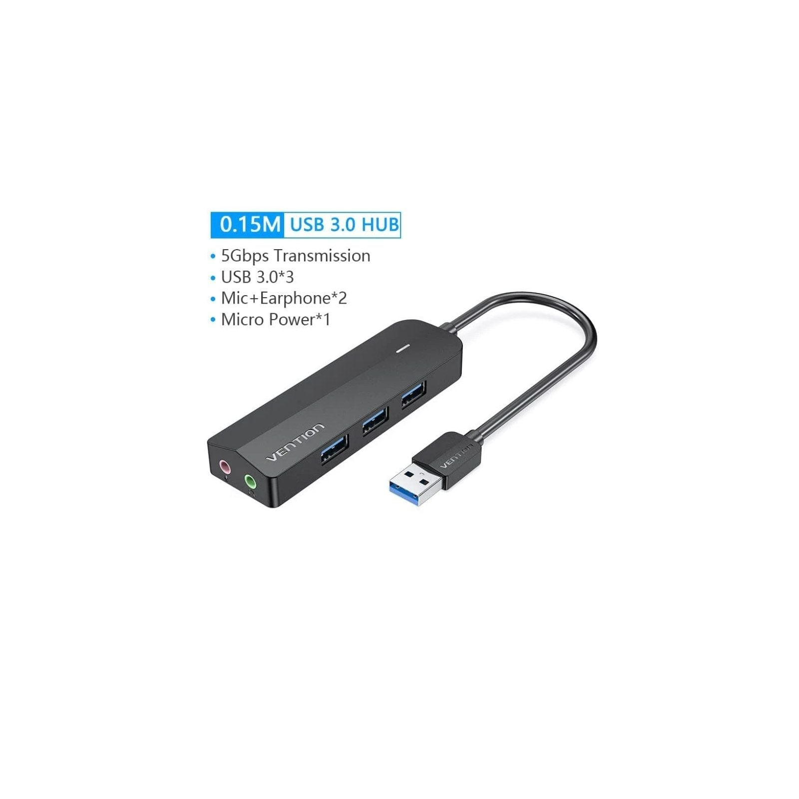 Vention 4-Port USB 3.0 Hub with Micro USB PD Grey Vention 4-Port USB 3.0 Hub with Micro USB PD Grey