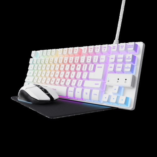 Kit Gaming GXT 794W Teclado Wired + Ratón Wireless + Alfombrilla Blanco Tru