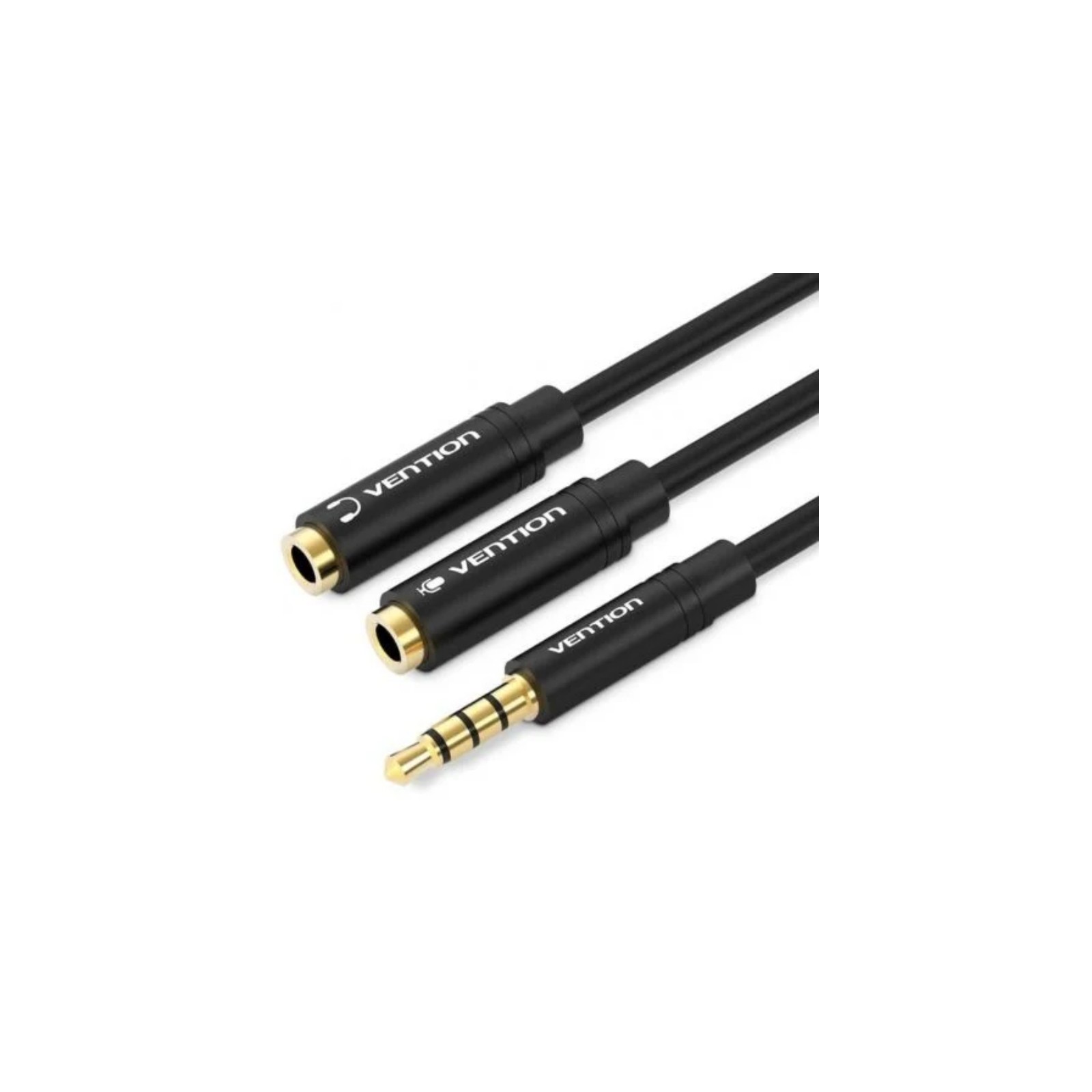 Cable Audio Estéreo Jack 3.5/m 2xjack 3.5/h 0.3 M Negro Vention