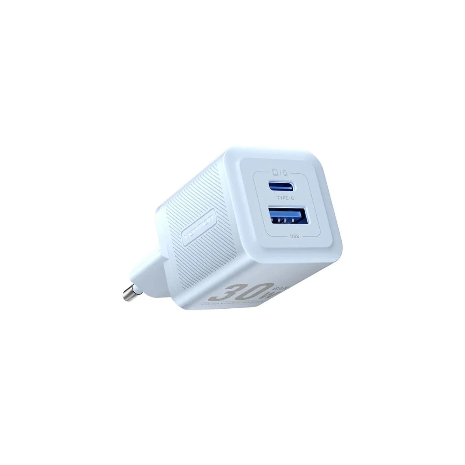 Cargador Pared Gan 30w Usb-c/usb-a Azul Vention