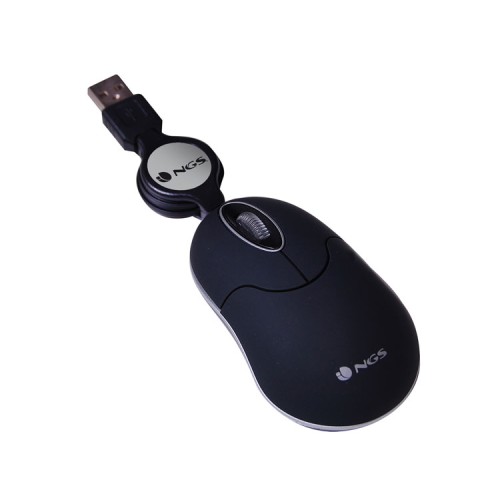 Ratón Óptico Retráctil USB Negro NGS