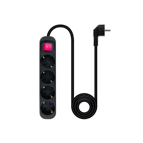 4-Socket Power Strip with Switch Black Nanocable