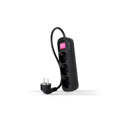 Regleta Protectora 3 Tomas Negra Nanocable