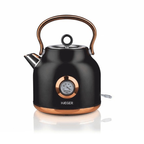 Electric Kettle Art Deco 1.7L 2200W Black Stainless Steel Haeger