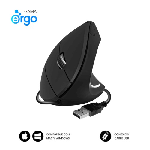 Dual Glide Vertical Ergo Optical Mouse Black Subblim