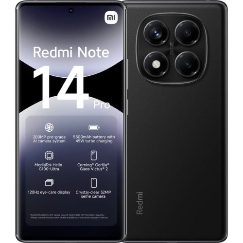 Smartphone Xiaomi Redmi Note 14 Pro 8GB RAM 256GB Almacenamiento Negro