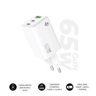 Wall Travel Charger 2x USB-C USB-A GaN 65W PD White